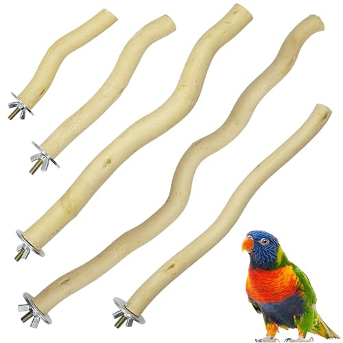 Woohome 5 Stück Naturholz Vogel Sitzstangen, Natur Sitzstangen Set für Vögel, Vogel aus Naturholz, Sitzstangen für Vogelkäfige, für Nymphensittich Kanarienvogel
