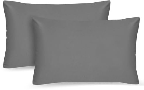 AUAUY 2PCS Fundas de Almohada, 50x75cm Gris Funda Cojin con Cierre de sobre, Lisas 100% Microfibra Cepillada Fundas Cojines, Antiarrugas, Resistentes A Las Manchas, Suaves Fundas para Cojines