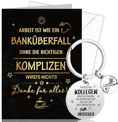 HOWAF Abschiedskarte Kollegen, Karte Abschied Kollege Lustig Karte zum Abschied Kollege Schlüsselanhänger, Karte zum Ruhestand für Abschiedsgeschenk Kollegen Jobwechsel, Ruhestand Geschenk
