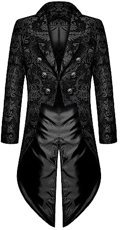 BVEBJDX Men Gothic Steampunk Tailcoat Jacket UK Clearance,Medieval Renaissance Tuxedo Man Long Sleeve Lapel Coat Vintage Victorian Blazer Double-Breasted Suit Jackets Retro Halloween Costume