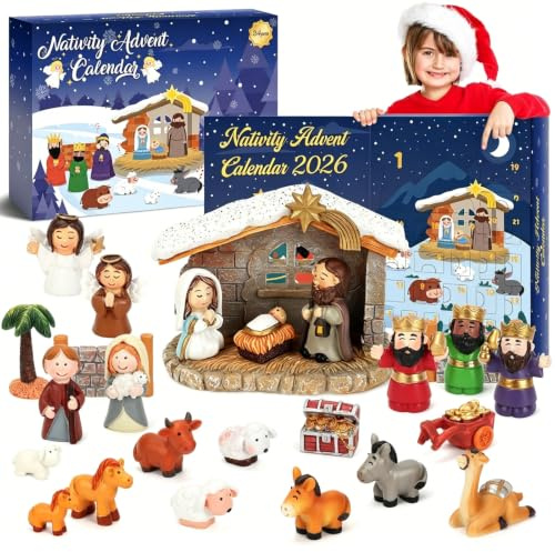 Nativity Advent Calendar 2026 for Kids - 24 Days of Nativity Set for Kids - Toddler Advent Calendars for Boys & Girls - Gifts for Children Ages 1 2 3 4 5+