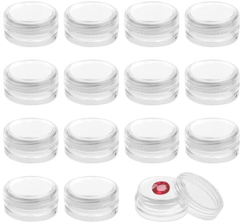 Lot de 15 petites boîtes à bijoux, boîtes rondes pour pierres précieuses, boîtes à bijoux avec couvercles transparents et éponge, boîtes de rangement pour pilules, pierres précieuses, perles, bijoux