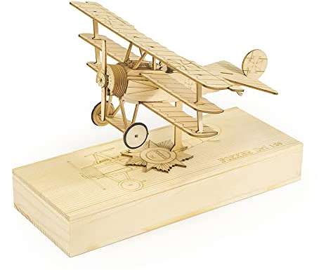 3D Wooden Airplane DIY Fokker-Dr1 Model Plane Kit, Laser Cut Balsa Model Airplane Kits to Build for Adults, WW1 Wood Aircraft Model Kit for Men Festival Birthday Gift (Cardboard box)