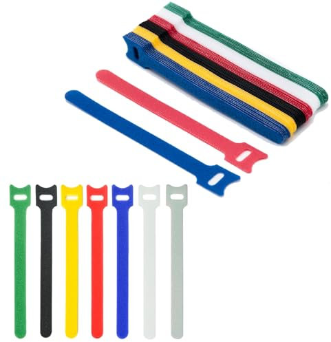 140 Pcs Velcro Cable Ties Cable Ties Reusable - Cable Straps Multi-Purpose Tie Wraps Fastening Straps Used for Headphones Phones Electronics PC Wire Cable Tidy Management - 7 Color