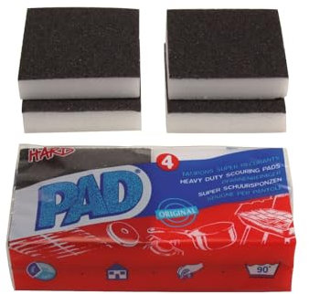Lot de 4 Tampon récurant sur éponge synthétique - Super récurant - Hard Pad - 266