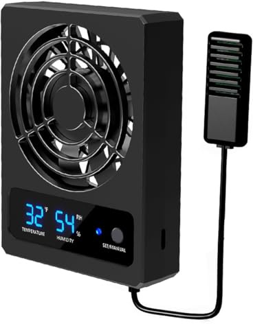 Namvo Reptile Vivarium Cooling Radiator Reptile Temperature and Humidity Meter Automatic Control of Ventilation Fan for Rainforest Terrarium Vivarium Reptiles