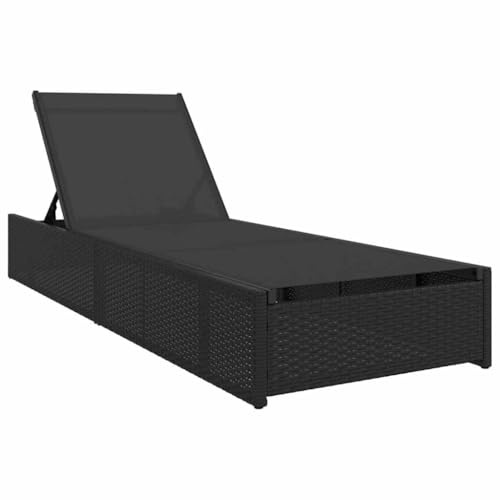 vidaXL Sonnenliege Schwarz 200,5 x 70 x 75 cm Poly-Rattan, Verstellbare Liege, moderner Gartenstuhl, bequemer Sonnenstuhl, schickes Terrassen-Möbel, Poly-Rattan Design