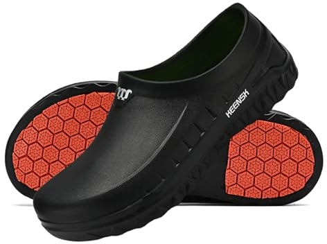 MEIAGDT Gartenschuhe Damen Herren küche Clogs Kochschuhe Arbeitsschuhe Wasserdichter rutschfest ölbeständige Gummi Medizinische Gesundheitsschuhe Sanitär Pantoletten Schwarz 46