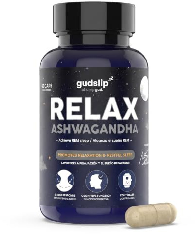 Gudslip® Ashwagandha KSM-66® 600mg – Alta Potencia con Extracto de Raíz Pura – 60 Cápsulas Veganas – Reduce el Estrés y Cortisol, Mejora el Sueño y el Enfoque
