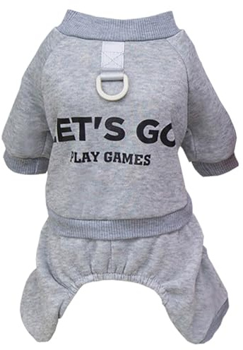 Izefia Hund Sweatshirt Hoodies Kleidung Bekleidung Let's Go 4 Beine Overall Fleece Kapuzenloser Pullover Winter Warme Baumwolle Rundhalsausschnitt Hoodie für Kleine Hund Mittlere Katze