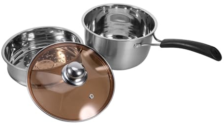 TOGEVAL Olla de Acero Inoxidable con Vaporera Doble Cacerola Versátil para Sopa Leche y Guisos Mango Único Ergonómico para Cocina y Restaurantes