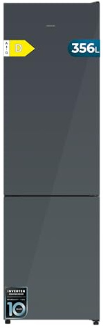 Cecotec Frigorífico Combi 356L Bolero CoolMarket Combi 356i Grey Glass D. 200cm de Alto, 59,5 cm de Ancho, Clase E, Tecnología Multi Airflow, FreshnessFlex y HumidityFlex HUB