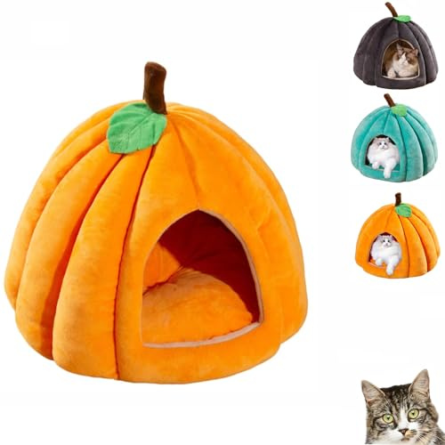 cuccia gatto chiusa forma di zucca,pumpkin cat bed,lettino per gatti di halloween,Letto Grotta Morbida E Confortevole, Lavabile Di Peluche Per Animali Domestici Di Piccola E Media Taglia Che-A||M