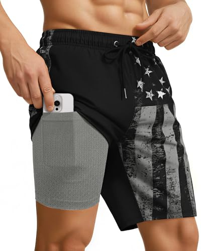 9 Inch 9in Men Swim Trunks Compression Liner CoveQuick Dry Drawstring Pockets Inseam Male Swimwear Swimsuit Swimtrunks Boardshorts Bathing Suit Beach Pool Board Surf Short Mesh Essentials