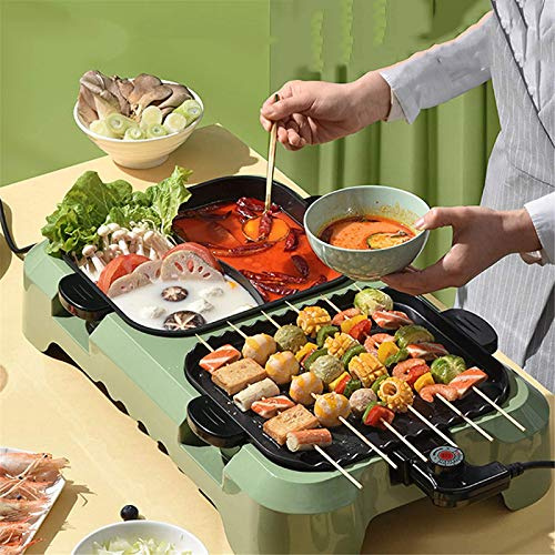 MEVZHH Pots,Korean Style BBQ Poke Hot Pot Dual Pot Barbecuehine,Integrated Kitchen Pot,Electric Hot Pot,Electric Barbecue Grill,Electric Bakitray