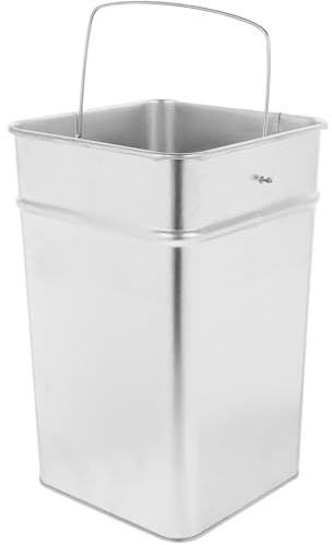 SEWACC Cubo de Basura Metálico de Acero Inoxidable 31X20X20 CM para Exterior Gran Capacidad Asa Resistente y Superficie Lisa Fácil de Limpiar Contenedor Duradero para Residuos al Aire