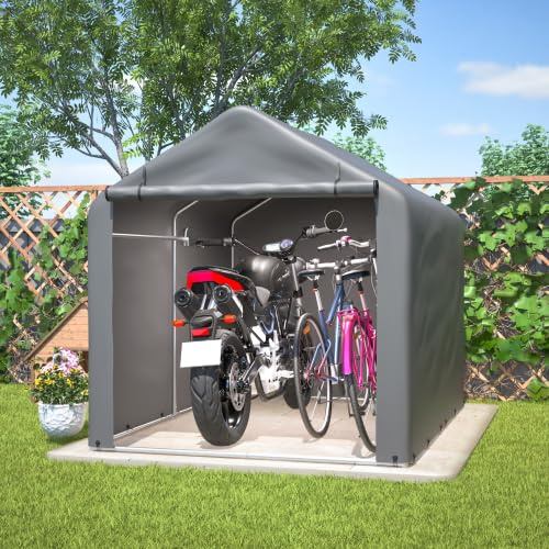 Fahrradgarage mit Rolltor 160×220×165 cm | Wetterfestes Garagenzelt aus PE, Grau