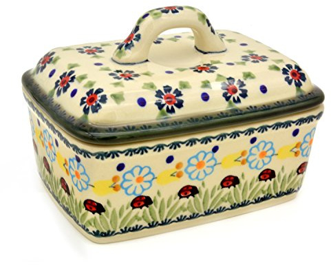 Bunzlauer Butterkästchen für 250 g Butter (Dekor Marienkäfer)