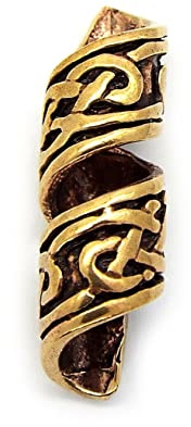 Large Weave Viking Celtic Beard Hair Bead (7mm hole, made from Solid Bronze)