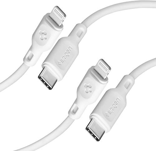 Spigen DuraSync Câble USB C vers Lightning Lot de 2 Certifié MFi 1m Résistant Plus de 30000 Flexion Compatible avec iPhone 13 12 Mini 12 Pro 12 Pro Max Se 2020 11 Pro Max XR XS XS Max 8 7 et plus