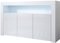 MB Muebles Bonitos, Buffet Aker avec Lumière LED et 3 Portes pour Salon et Salle à Manger, Meuble TV en Mélamine Brillante, Couleur Blanc, 155x91,5x37 cm