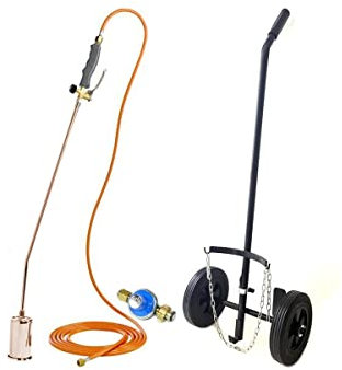 KEMPER - Sarchiatrice Pro Tubo da 5 m Bruciatore da 60 mm Accendino a gas + regolatore di propano incluso + carrello con ruote per la bombola del gas