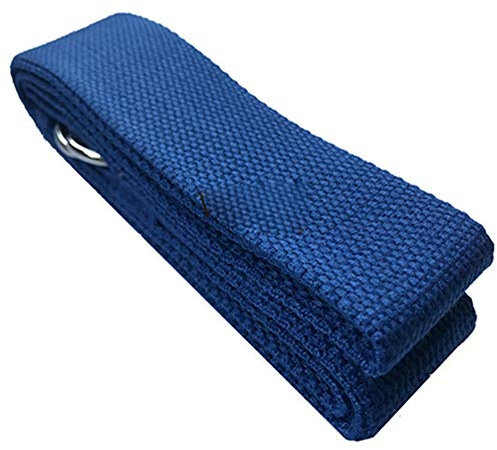 Egurs 100% Bio Baumwolle Yogagurt 180cm Yoga Gurt Yoga Strap mit Metall Verschluss Stretch-Band Blau
