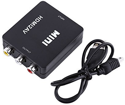 HDMI to RCA Converter, HD 1080p Digital HDMI to RCA Composite Video Audio AV CVBS Adapter Converter with USB Charging Cable for TV, VHS VCR, DVD Recorder(black)