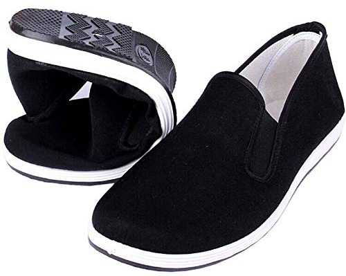 Anywell Kung Fu Tai Chi Kampfsportschuhe Gummisohle Unisex Leinwand Anti-Rutsch-Mode Qigong Turnschuhe Schwarz EU 35 (225cm)