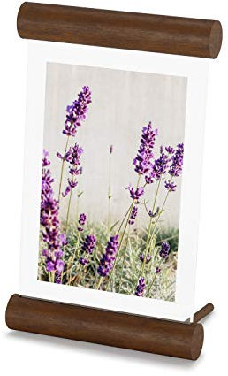 Umbra Scroll 10 x 15 cm Bilderrahmen freistehend, Tischbilderrahmen für vertikale und horizontale Ausrichtung, Helle Walnuss, 4X6