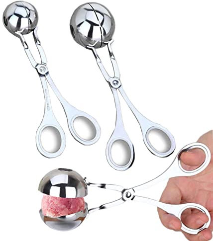 ZHZYYD18 Boulettes de Viande Inoxydable Cuillère à Viande Acier Inoxydable Pinces à Viande en Acier Inoxydable Pinces à Glace pour Les Boulettes de Viande ou Les Pâte de Biscuits Faits Maison 2Pcs