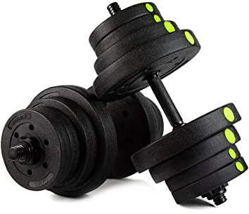 ZIPRO Bitum-Hantelset 2x10 kg – 12 Gewichtsscheiben, Verstellbare Hanteln für Krafttraining, Rutschfeste Griffe, Robuste Materialien, Ideal für das Training zu Hause