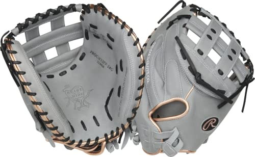 Rawlings Damen Glove | Sizes 11.75-12.75 | Multiple Styles Heart of The Hide Catchers Fastpitch Softball-Handschuh, 83,8 cm, Mod, Rechtshänder, Grau/Roségold | Modified Pro H Web, Einheitsgröße