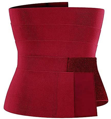Herbests Damen Bauchweggürtel Sport Fitnessgürtel Breit Elastische Verstellbarer Taillengürtel Mit Klettverschluss Bauch Taille Unterstützung Body Taillenformer Hüftgurt für Yoga Büro TÄglich Rot