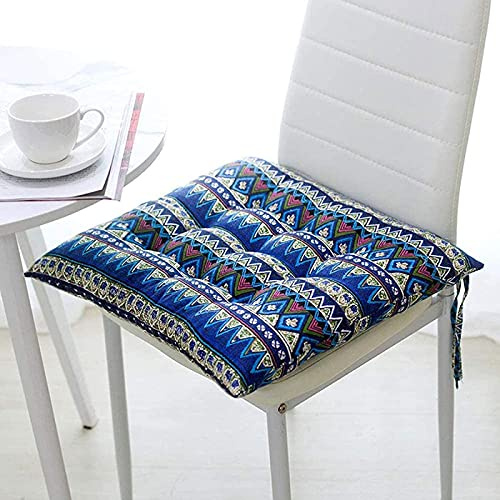 SRHMYJJ Square Chair Cushion with Ties,Set of 4,Retro Thick Seat Pads,Soft Desk Seat Pads Armchair Cushion for Kitchen Dining Garden Office,Washable