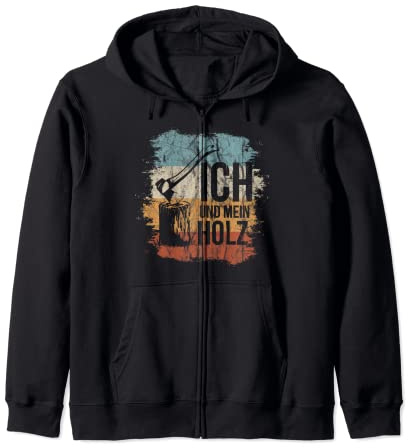 Ich und mein Holz Axt & Chopping Block Retro Firewood Zip Hoodie