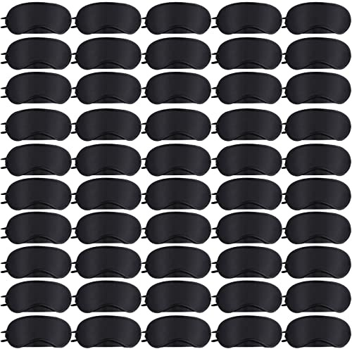 50 stycken ögonbindel ögonskydd sovmask, persienner veck för spel, 4 lager ögonbindel sovmasker, mjuk sovmask bulk med näsdyna och elastisk rem för spel fest resor sömn kvinnor män, svart
