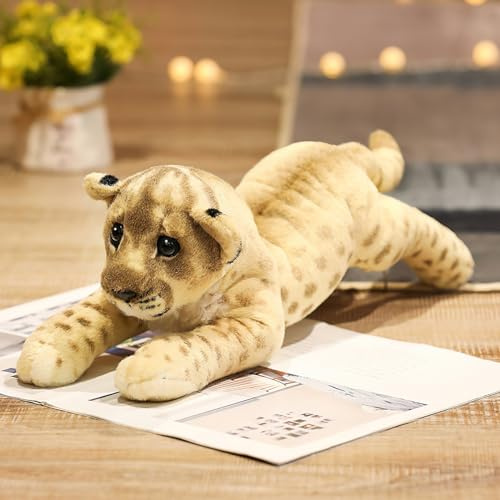 TRAVELKNOT Klein Löwe Kuscheltier, 38CM, Gelb, Süßes Löwe Plüschtier | Niedliches löwe plüschtier, realistic & weich stofftier, geburtstagsgeschenk für kinder jungen mädchen, heimdekoration