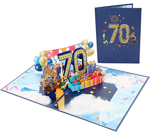 70. Geburtstagskarte, Pop Up Karte Geburtstag, 70. 3D Geburtstag Grußkarte, Karte zum 70 Geburtstag Grußkarte mit Umschlag für Frauen Männer 70 Jahre Romantik Geburtstagskarte