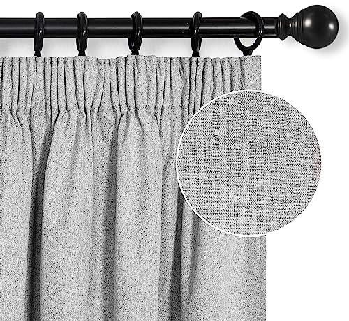 MYSKY HOME Vorhänge Blickdicht Kräuselband Gardinen Schlafzimmer Thermovorhang Kälteschutz Verdunkelung, Höhe 225 x Breite 140cm, Hellgrau, 2er-Set