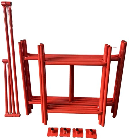 HILL TOP FABRICATIONS CO (1998) LTD - Scaffolding Tower 4.2 Meters (14') Working Height 4x2'6 Base Size. Steel & Polyester Powder Coated (PPC) Safety Orange for A High Quality Durable Finish.