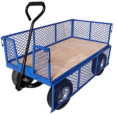 Workhorse General Purpose Platform Truck with Mesh Sides, Plywood Base, Puncture Proof REACH Compliant Wheels - 450kg Capacity