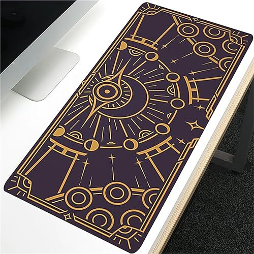 Gaming Mauspad XXL Mousepad 700x400x5mm Gelber Mond Mauspads Groß Vernähte Kanten Anti-Rutsch Gummibasis für PC Laptop Verbessert Präzision und Geschwindigkei