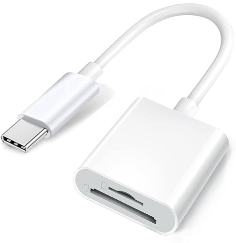 Apple - Lector de tarjetas USB C a SD para iPhone 15/15 Plus/15 Pro/15 Pro Max, MacBook Pro M1 Air, iPad Pro/Air, iMac, Surface, Galaxy S24 (blanco-2)