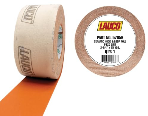 LAUCO Premium 120 Grit Ceramic Grain Hook & Loop Sanding Roll Each 2.75 x 25 Yard - Hook & Loop Continuous Longboard Sandpaper for Automotive and Woodworking