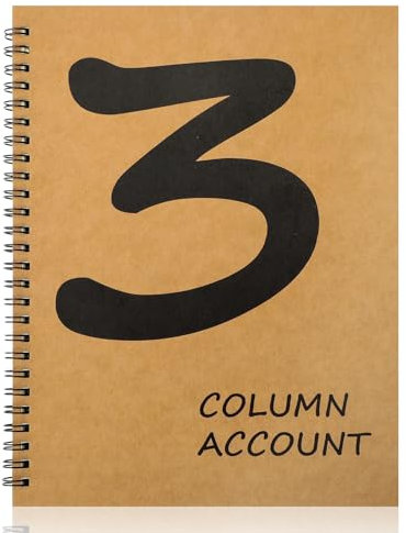 Libro contabile a 3 colonne, 17,8 x 23,5 cm, blocco colonnare, 3 colonne, copertina in carta kraft, 100 pagine, per uso personale, piccole imprese (50 fogli) (1)