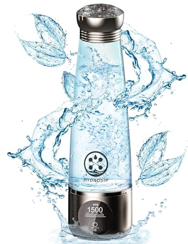Hydrosip Hydrogen Water Bottle – Hydrogen Water Bottle Generator – Portable Tumbler for Purified and Hydrogen Infused Water – Up to 3000ppb Hydrogen Content – Electric Hydrogen Bottle