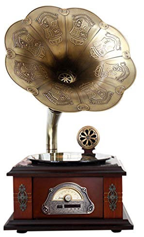 Altoparlante Bluetooth retrò, altoparlanti a forma grammofono giradischi vintage con Aux-in, porta USB, bassi, stile fonografo la decorazione domestica, compatibile con dimensioni 18 cm/25 cm/30 cm