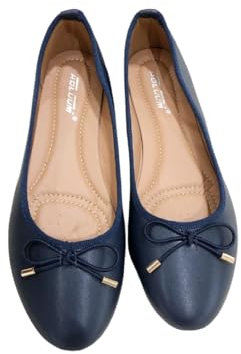 Ladies Flat Ballet Ballerina Pumps Plain Womans Work School Dolly Shoes SZ 3-8 (Blue, UK Footwear Size System, Adult, Women, Numeric, Medium, 6)