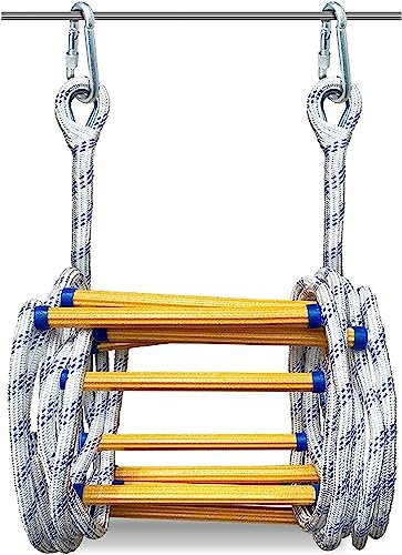 PNAJFUEL Sicherheitsleiter, Heim-Strickleiter, Not-Feuerleiter, Rettungsleiter, Mehrzweckleiter Mit Haken/20M/65.6Ft